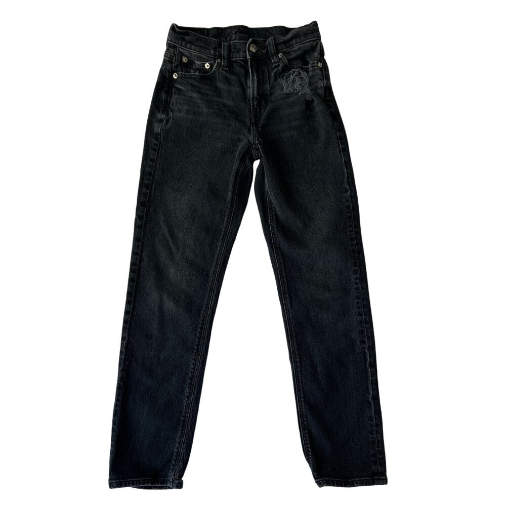 American Eagle Jeans Womens 000 Black‎ Stretch High Rise Straight Stretch Denim